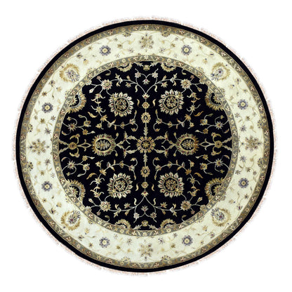 Rajasthan Wool & Silk Hand Knotted Rug Black Ivory 10.0X10.2 -O075067
