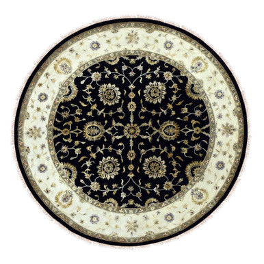 Rajasthan Wool & Silk Hand Knotted Rug Black Ivory 10.0X10.2 -O075067
