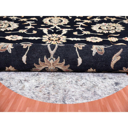 Rajasthan Wool & Silk Hand Knotted Rug Black Ivory 10.0X10.2 -O075067