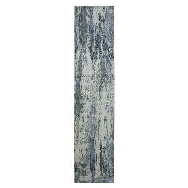 Modern and Contemporary Wool & Silk Hand Knotted Rug Grey No Border 2.8X12.2 -O075075