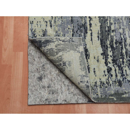Modern and Contemporary Wool & Silk Hand Knotted Rug Grey No Border 2.8X12.2 -O075075