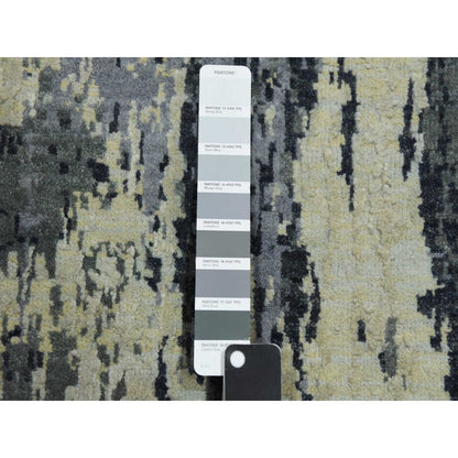 Modern and Contemporary Wool & Silk Hand Knotted Rug Grey No Border 2.8X12.2 -O075075