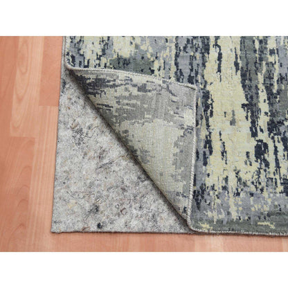 Modern and Contemporary Wool & Silk Hand Knotted Rug Grey No Border 2.7X12.2 -O075076