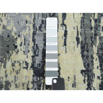 Modern and Contemporary Wool & Silk Hand Knotted Rug Grey No Border 2.7X12.2 -O075076