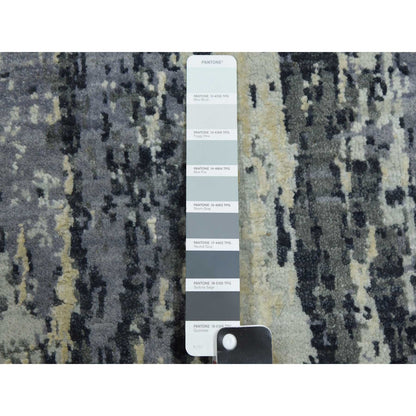 Modern and Contemporary Wool & Silk Hand Knotted Rug Grey No Border 2.7X10.3 -O075077