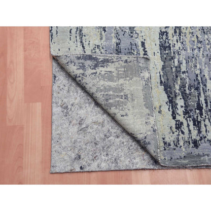 Modern and Contemporary Wool & Silk Hand Knotted Rug Grey No Border 2.7X10.2 -O075078