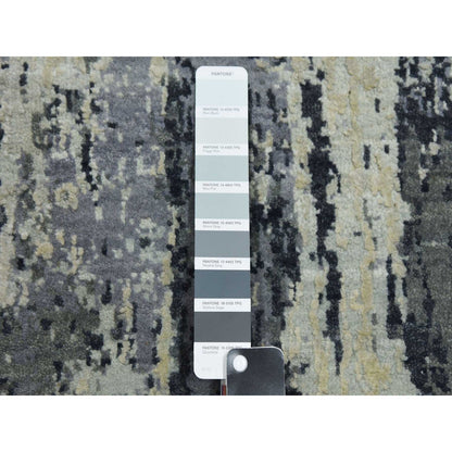 Modern and Contemporary Wool & Silk Hand Knotted Rug Grey No Border 2.7X10.2 -O075078