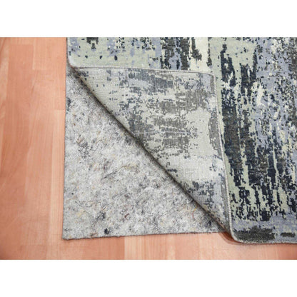 Modern and Contemporary Wool & Silk Hand Knotted Rug Grey No Border 2.6X8.3 -O075079