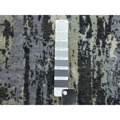 Modern and Contemporary Wool & Silk Hand Knotted Rug Grey No Border 2.6X8.3 -O075079