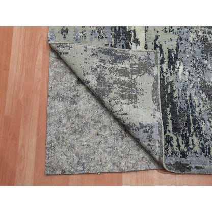 Modern and Contemporary Wool & Silk Hand Knotted Rug Grey No Border 2.6X8.3 -O075080