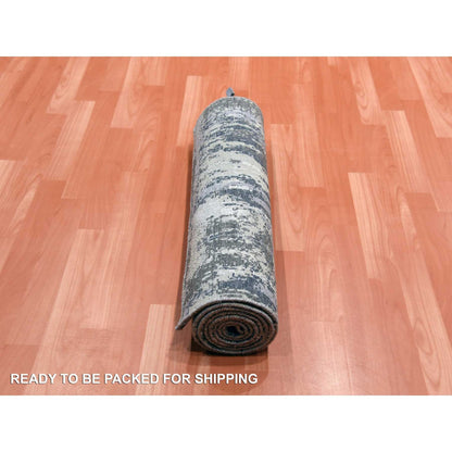 Modern and Contemporary Wool & Silk Hand Knotted Rug Grey No Border 2.6X8.3 -O075080