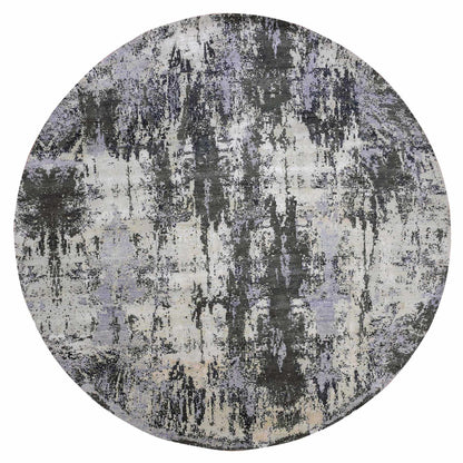 Modern and Contemporary Wool & Silk Hand Knotted Rug Grey No Border 10.0X10.0 -O075088