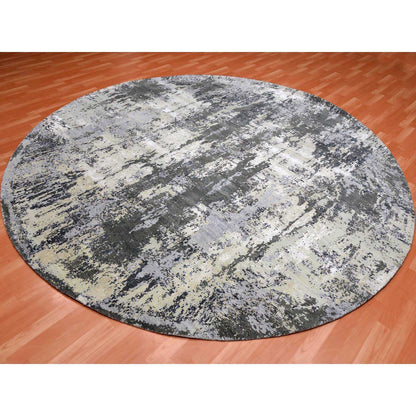 Modern and Contemporary Wool & Silk Hand Knotted Rug Grey No Border 10.0X10.0 -O075088
