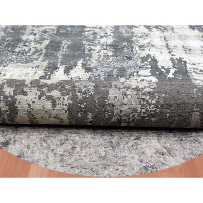 Modern and Contemporary Wool & Silk Hand Knotted Rug Grey No Border 10.0X10.0 -O075088