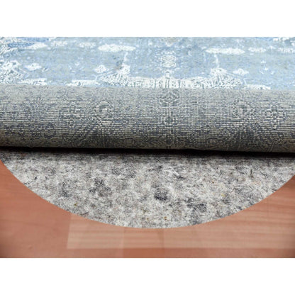 Transitional Wool & Pure Silk Hand Knotted Rug Blue No Border 10.0X10.1 -O075089