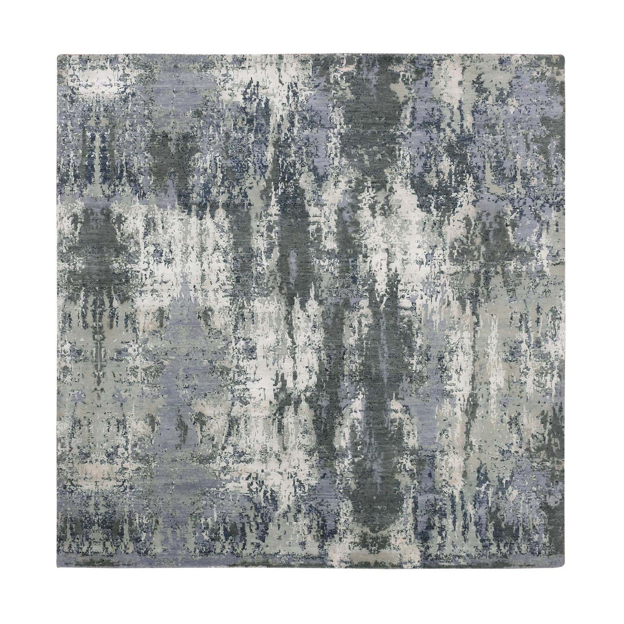 Gray 8'0" x 8'2" Modern and Contemporary Hand knotted Wool/Silk Rug - Sku: O075093