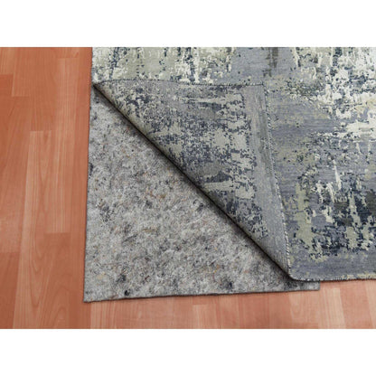 Modern and Contemporary Wool & Silk Hand Knotted Rug Grey No Border 8.0X8.2 -O075093