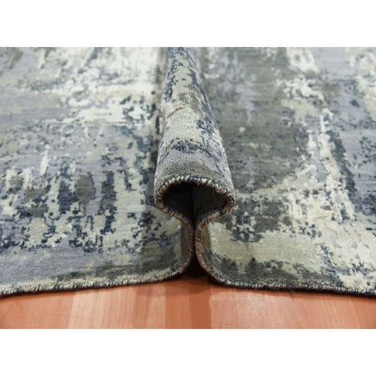 Modern and Contemporary Wool & Silk Hand Knotted Rug Grey No Border 8.0X8.2 -O075093