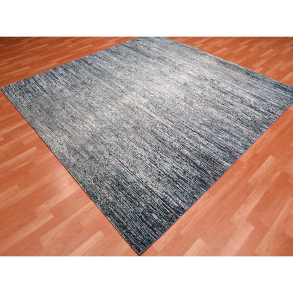Modern and Contemporary Wool & Silk Hand Knotted Rug Grey No Border 8.0X8.2 -O075098