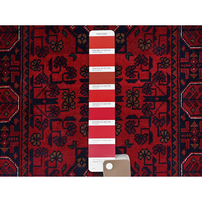 Tribal & Geometric Wool Hand Knotted Rug Red 1.10x4.10 -O0750