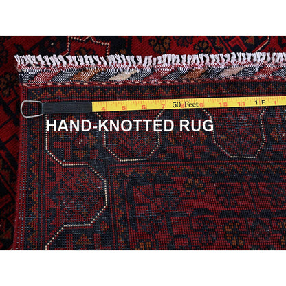Tribal & Geometric Wool Hand Knotted Rug Red 1.10x4.10 -O0750
