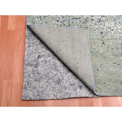 Modern and Contemporary Wool & Pure Silk Hand Knotted Rug Blue No Border 12.0X18.0 -O075100