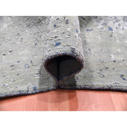 Modern and Contemporary Wool & Pure Silk Hand Knotted Rug Blue No Border 12.0X15.0 -O075101