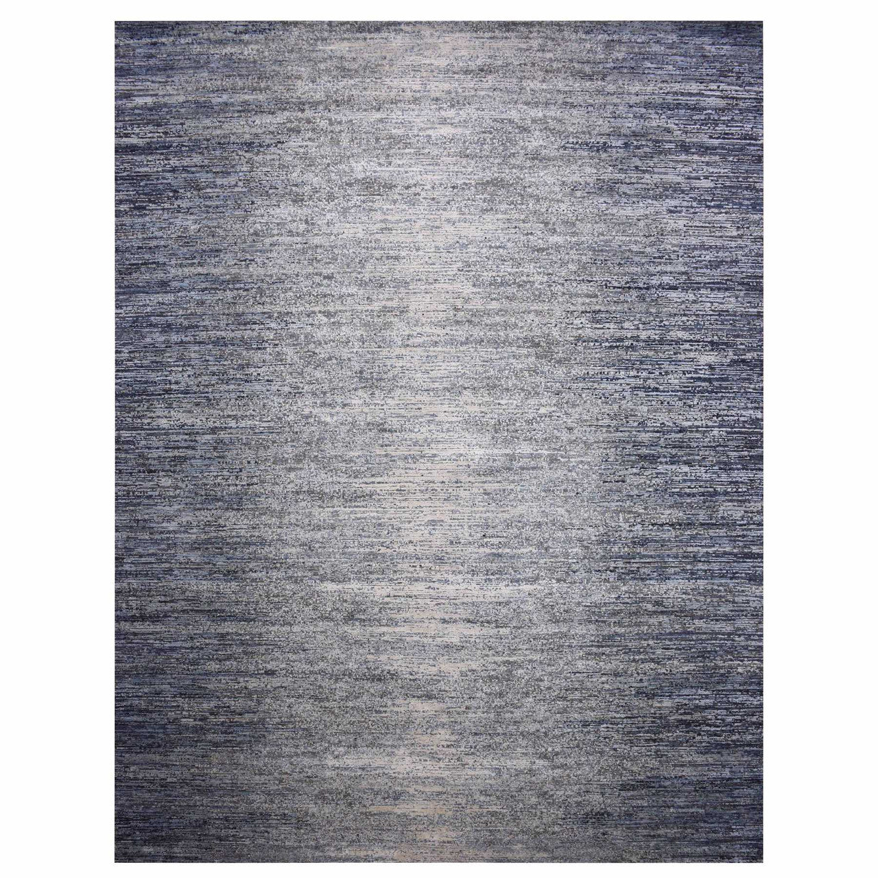 Blue 12'0" x 15'0" Modern and Contemporary & Pure Hand knotted Wool/Silk Rug - Sku: O075103