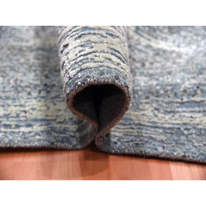 Modern and Contemporary Wool & Pure Silk Hand Knotted Rug Blue No Border 12.0X15.0 -O075103