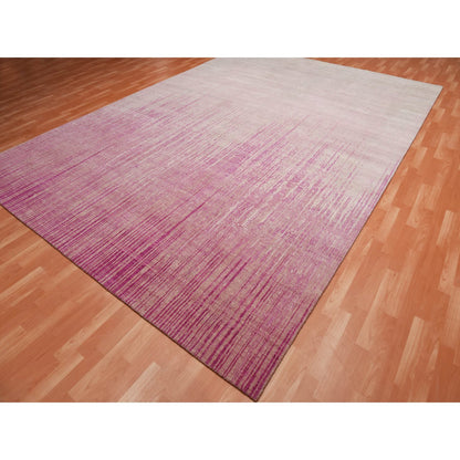 Modern and Contemporary Wool Hand Knotted Rug Pink No Border 10.0X14.3 -O075106