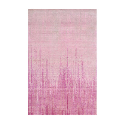 Modern and Contemporary Wool Hand Knotted Rug Pink No Border 6.0X9.4 -O075107