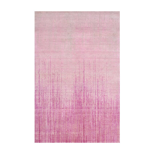 Modern and Contemporary Wool Hand Knotted Rug Pink No Border 6.0X9.4 -O075107