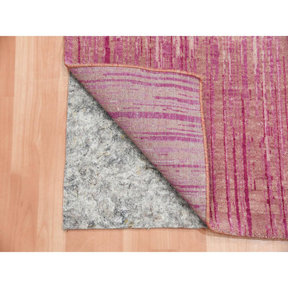 Modern and Contemporary Wool Hand Knotted Rug Pink No Border 2.7X10.0 -O075109