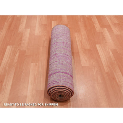 Modern and Contemporary Wool Hand Knotted Rug Pink No Border 2.7X10.0 -O075109
