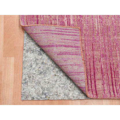 Modern and Contemporary Wool Hand Knotted Rug Pink No Border 2.6X10.1 -O075110