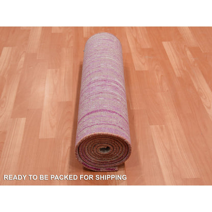Modern and Contemporary Wool Hand Knotted Rug Pink No Border 2.6X10.1 -O075110