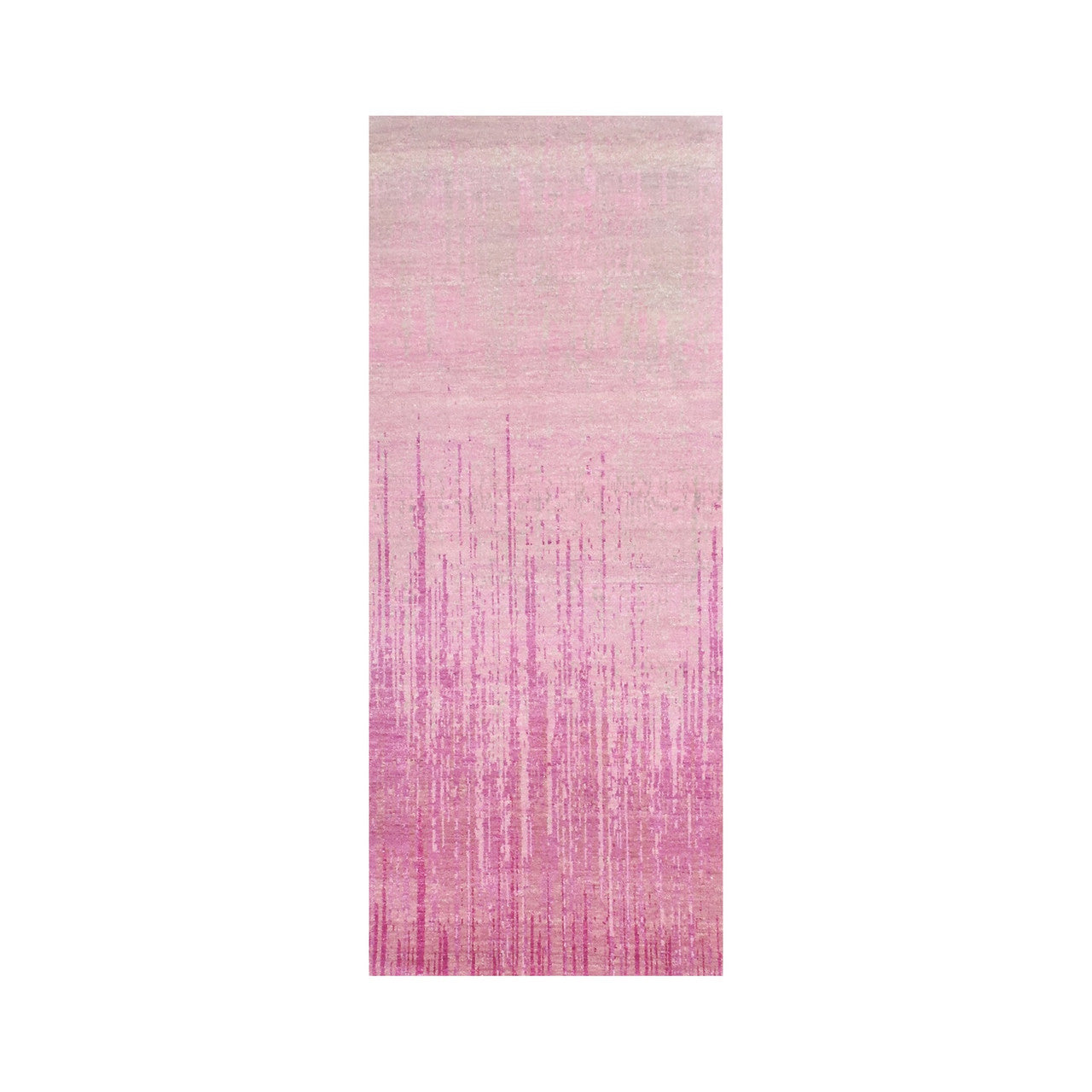 Pink 2'6" x 6'4" Modern and Contemporary Hand knotted Wool Rug - Sku: O075111