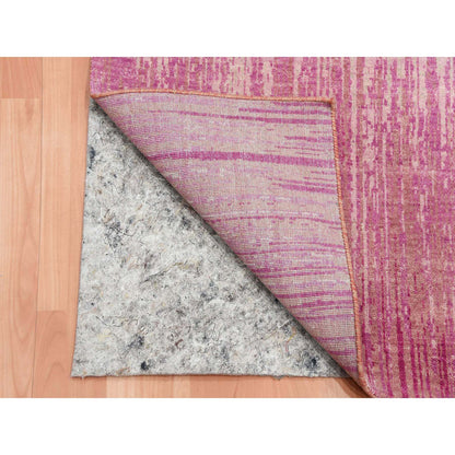 Modern and Contemporary Wool Hand Knotted Rug Pink No Border 2.6X6.4 -O075111