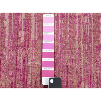 Modern and Contemporary Wool Hand Knotted Rug Pink No Border 2.6X6.4 -O075111