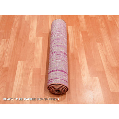 Modern and Contemporary Wool Hand Knotted Rug Pink No Border 2.6X6.4 -O075111
