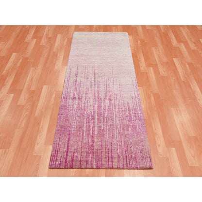 Modern and Contemporary Wool Hand Knotted Rug Pink No Border 2.6X6.5 -O075112