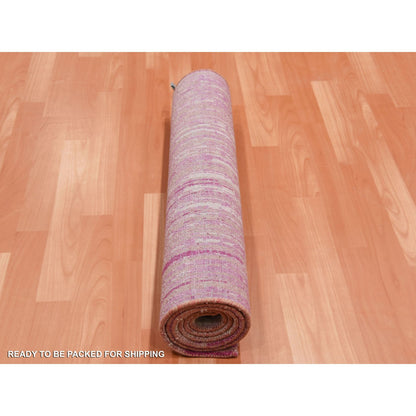 Modern and Contemporary Wool Hand Knotted Rug Pink No Border 2.6X6.5 -O075112