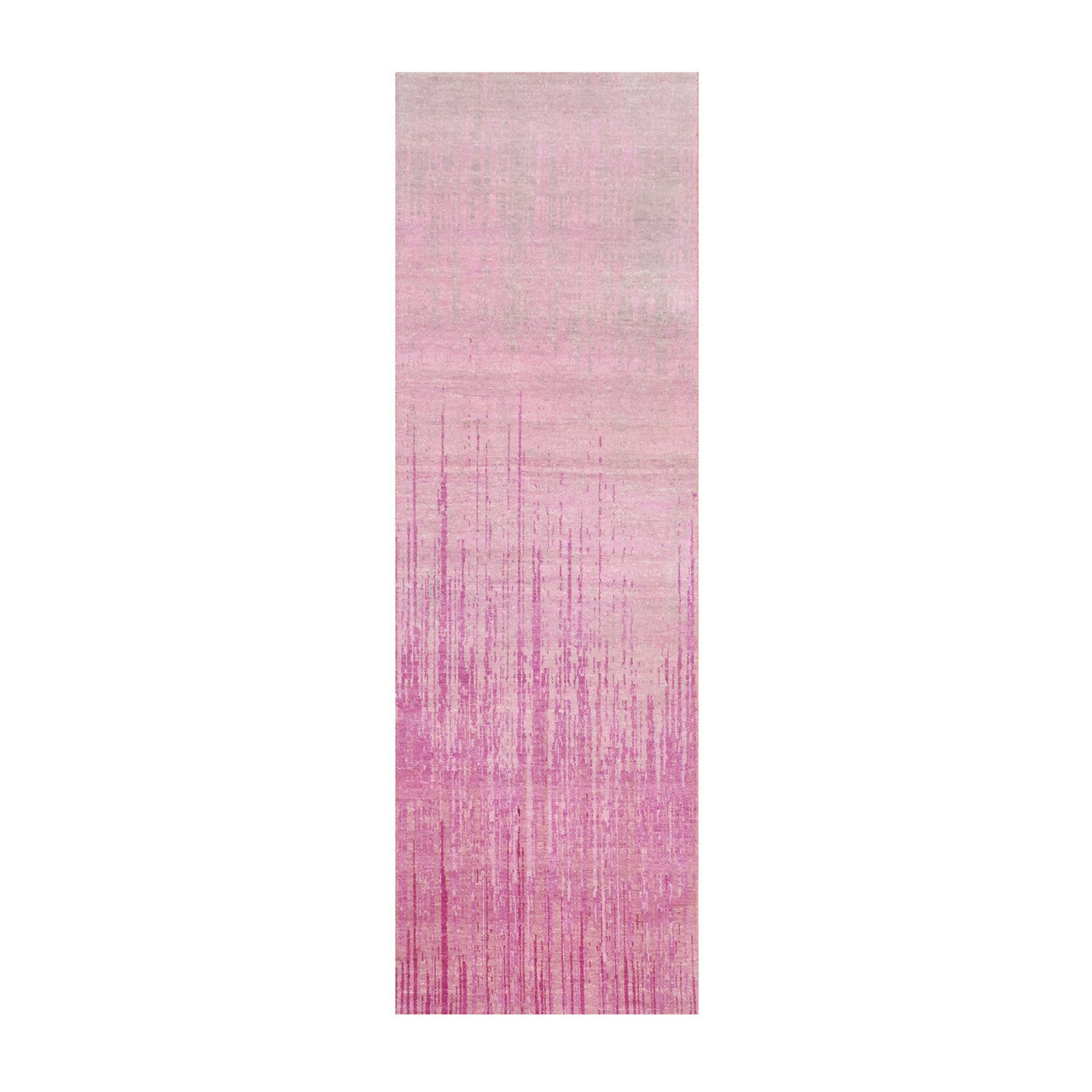 Pink 2'7" x 8'3" Modern and Contemporary Hand knotted Wool Rug - Sku: O075113