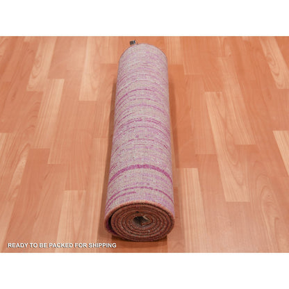 Modern and Contemporary Wool Hand Knotted Rug Pink No Border 2.7X8.3 -O075113