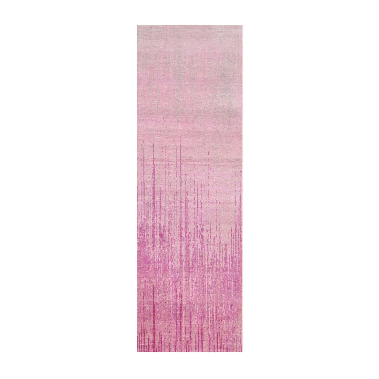 Pink 2'7" x 8'4" Modern and Contemporary Hand knotted Wool Rug - Sku: O075114