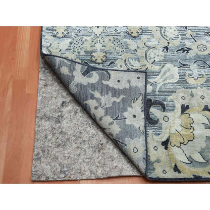 Wool and Silk Wool & Sari Silk Hand Knotted Rug Grey No Border 12.2X15.4 -O075117