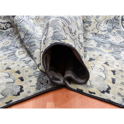 Wool and Silk Wool & Sari Silk Hand Knotted Rug Grey No Border 12.2X15.4 -O075117