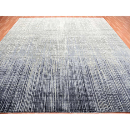 Modern and Contemporary Wool Hand Knotted Rug Grey Gray 12.1X12.2 -O075118