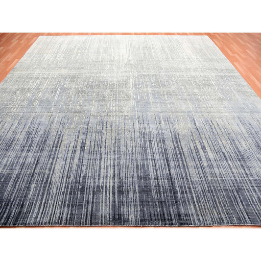 Modern and Contemporary Wool Hand Knotted Rug Grey Gray 12.1X12.2 -O075118