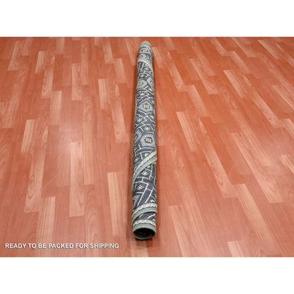 Ikat And Suzani Design Wool & Pure Silk Hand Knotted Rug Brown Brown 6.2X6.2 -O075129